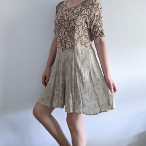 1990's Tribal Pattern Boho Dress w Shoulder Pads